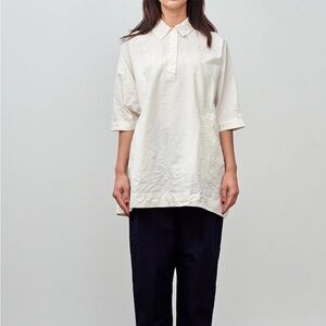 CASEY CASEY Beige Half Button-Up Blouse